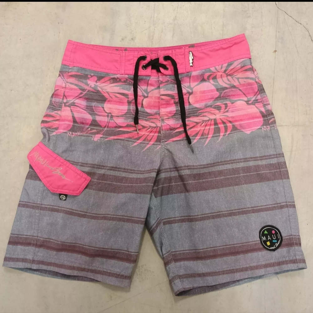Maui and Sons Mens Board Shorts 28 Sharks Retro Surfing 9" Inseam